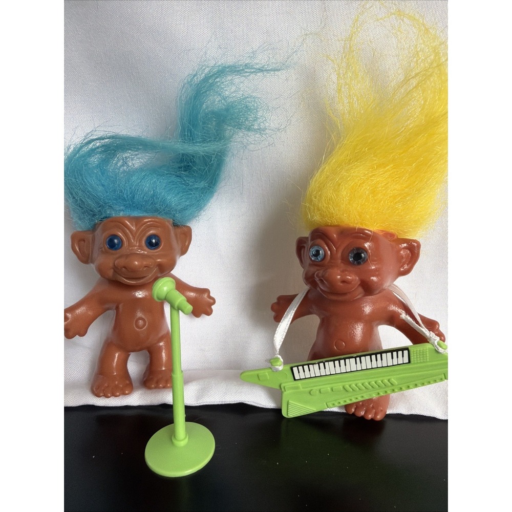 Troll Music Band Vintage Made In Korea Set of Two 2.5 Inches Tall Troll Dolls